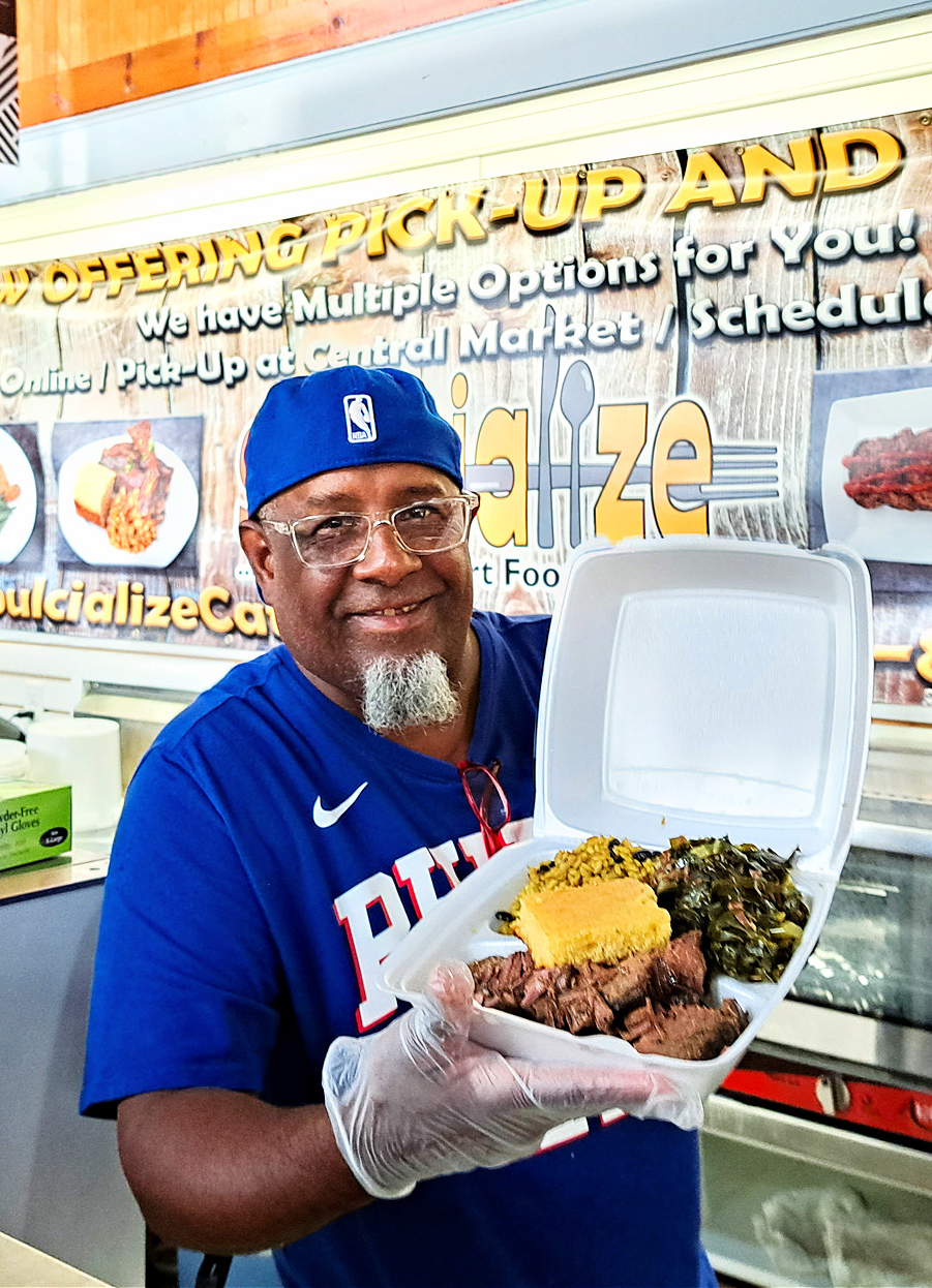 soul-crop Soulcialize Make a trip to Central Market a "soulcial" experience when you try the flavors of Soulcialize. Create a platter with pork spare ribs, collard greens, and mac and cheese while also learning about how Chef Corey Woods is giving back to his community.